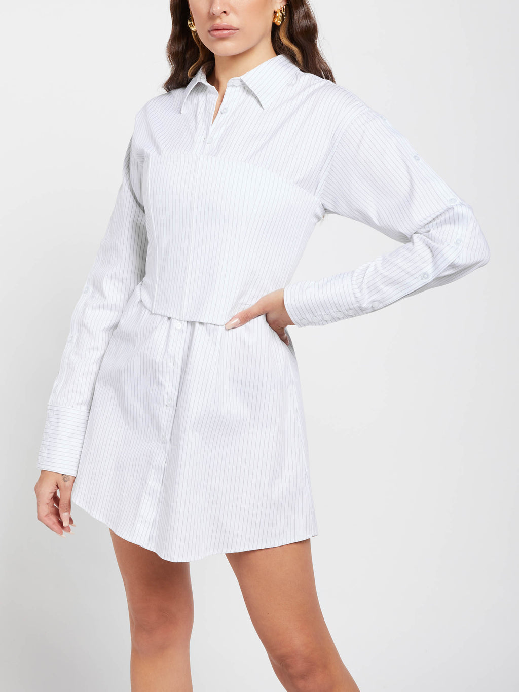 Steele Gianni corset shirt dress in white