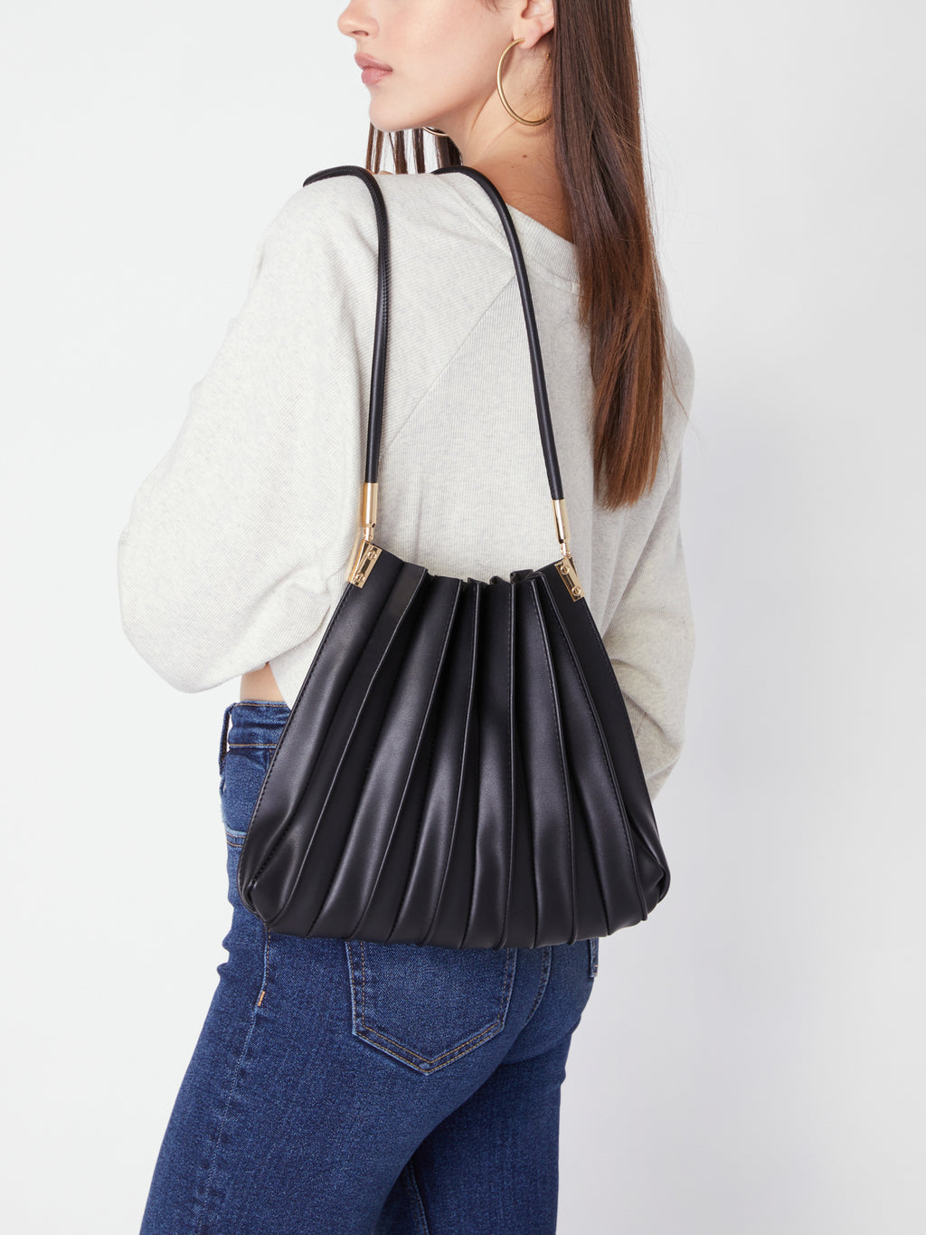 Melie Bianco Carrie Pleated Vegan Leather Shoulder Bag